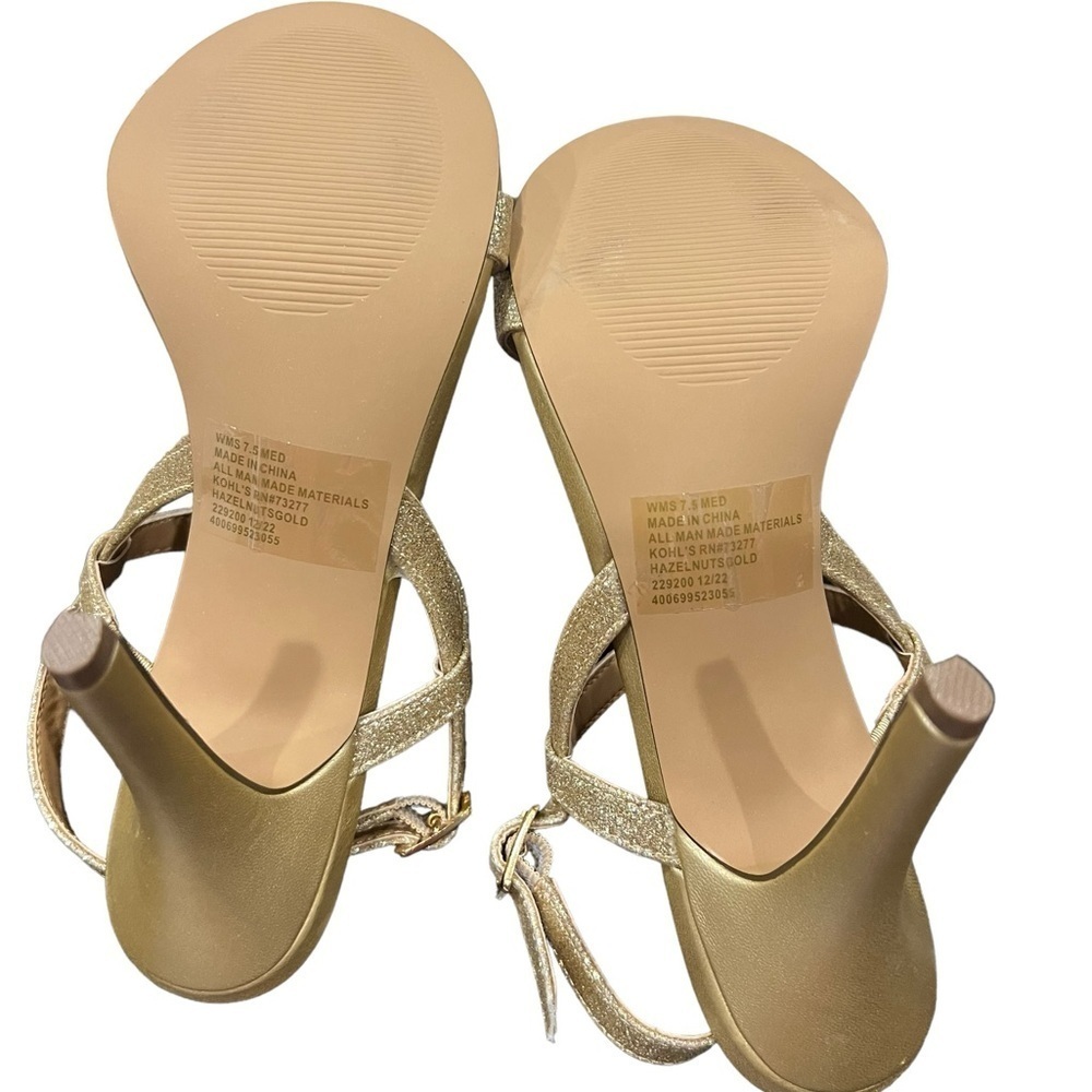 Lc Lauren Conrad Hazelnuts Women's Dress Sandals 7.5 M Gold Shimmer View 2